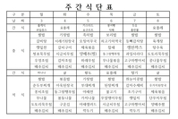1월 1째주 식단표 
