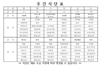 5월 2째주 식단표 