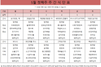 5월 첫째주 식단표 