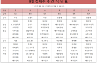 9월 첫째주 식단표