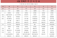 8월 첫째주 식단표