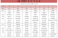 8월 셋째주 식단표